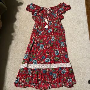 Red floral dress